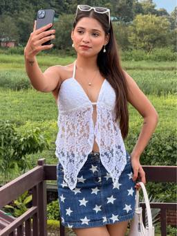 Tandul - Women White Lace Cami Backless Lace Top
