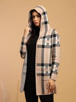 Gipsy - Women Khaki Hooded Solid Cape Style Jacket