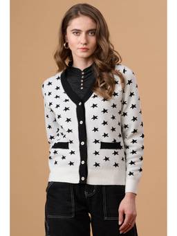 Gipsy - White V-Neck Short Cardigan
