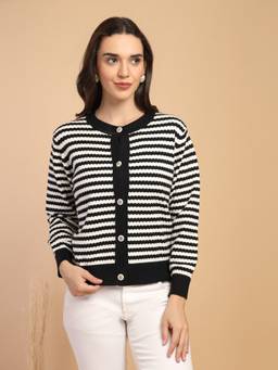 Gipsy - Black Round Neck Short Cardigan