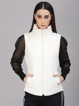 Gipsy - Women Ivory High Neck Solid Jacket