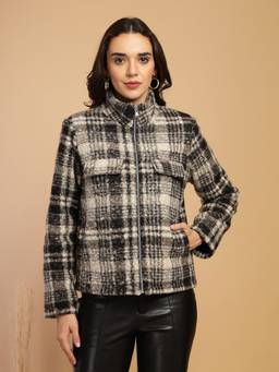 Gipsy - Women Multi-Color High Neck Checks Jacket