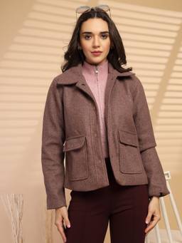 Gipsy - Women Pink Collar Neck Solid Jacket