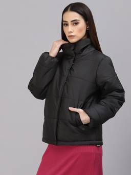 Gipsy - Women Black High Neck Solid Jacket