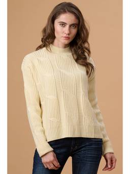 Gipsy - Off White Solid Round Neck Pullover Sweater