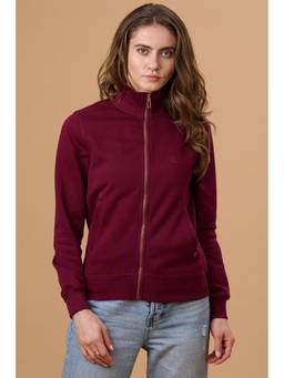 Gipsy - Burgundy Solid High Neck Sweatshirt