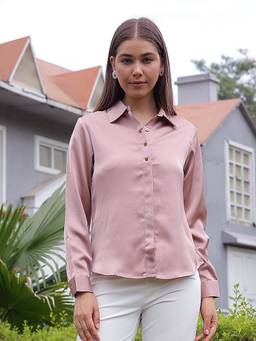 CRIMSOUNE CLUB - Pink Satin Shirt