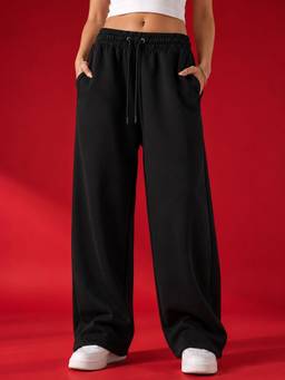 LEOTUDE - Women's Premium Cotton Printed Black Jogger
