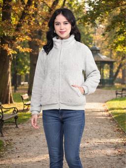 JAKANARY - Grey Women Mock Collar Lightweight Tailored Jacket