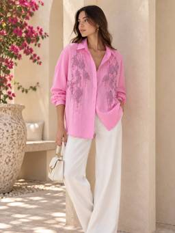 Trenbee - Odessa Embellished Pink Shirt