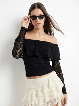 Outzidr - Black Off Shoulder Top