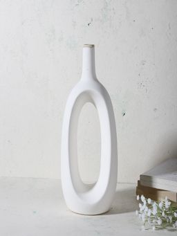 The Decor Mart - Ceramic Hollow Vase - White (L)