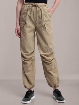 IKI CHIC - Beige Pant with Waist and Hem Strings