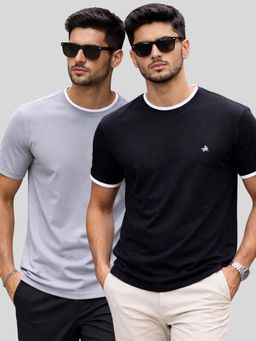 Parcel Yard - Men Multi-Colour Cotton Round Neck T-Shirt (Pack of 2)