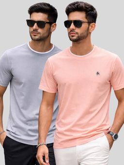 Parcel Yard - Men Multi-Colour Cotton Round Neck T-Shirt (Pack of 2)