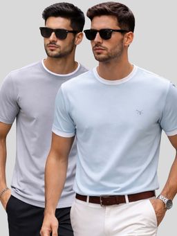 Parcel Yard - Men Multi-Colour Cotton Round Neck T-Shirt (Pack of 2)