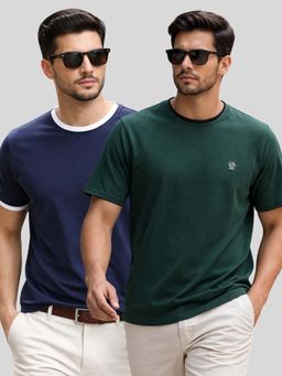 Parcel Yard - Men Multi-Colour Cotton Round Neck T-Shirt (Pack of 2)