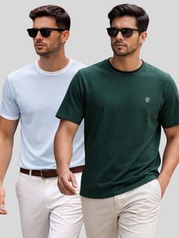 Parcel Yard - Men Multi-Colour Cotton Round Neck T-Shirt (Pack of 2)