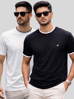 Parcel Yard - Men Multi-Colour Cotton Round Neck T-Shirt (Pack of 2)