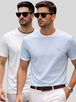 Parcel Yard - Men Multi-Colour Cotton Round Neck T-Shirt (Pack of 2)