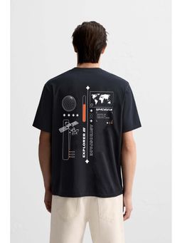 MISCHIEF MONKEY - Men Black Cotton Round Neck T-Shirt
