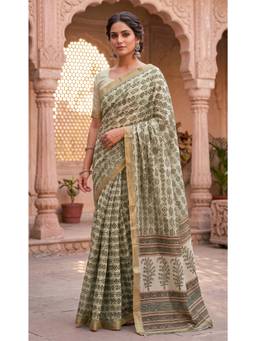 Elora - Green Printed Ready To Wear Saree