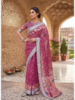 Elora - Onion Pink Bandhani Printed Ready To Wear Saree