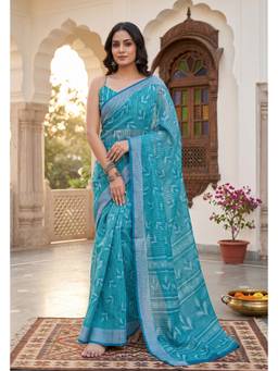 Elora - Blue Stripes Printed Ready To Wear Saree