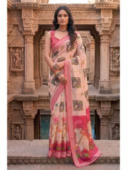 Elora - Pink Pichwai Printed Ready To Wear Saree