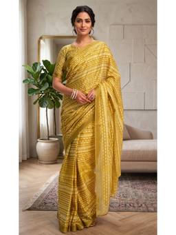 Elora - Yellow Tie and Dye Digital Printed Ready To Wear Saree