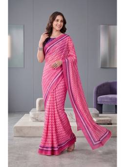 Elora - Pink Linen Digital Printed Saree