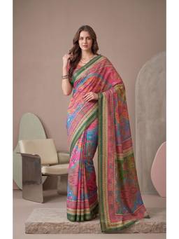 Elora - Multi-Color Linen Paisley Digital Printed Saree