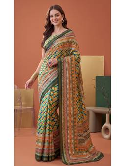 Elora - Multi-Color Linen Digital Printed Saree
