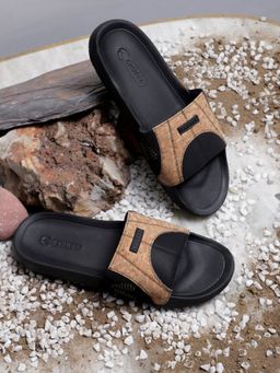 Chupps - Men Arc Casual Orange & Black Sliders