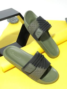 Chupps - Men Cross Casual Olive & Black Sliders
