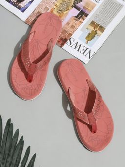 Chupps - Women Flora Peach Casual Flipflops
