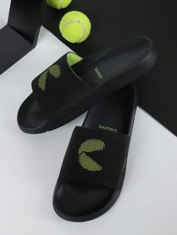 Chupps - Men Dot Fusion Black Neon Casual Sliders