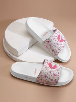 Chupps - Women Grace White & Pink Casual Sliders