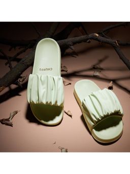 Chupps - Women'S Ruffle Pista Green Sliders