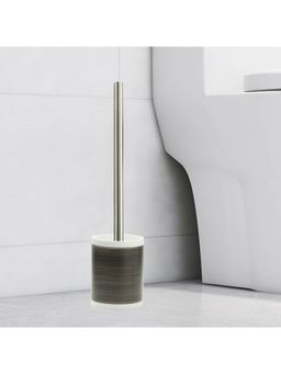 OBSESSIONS - Polyresin Toilet Brush with Holder, Brown & White