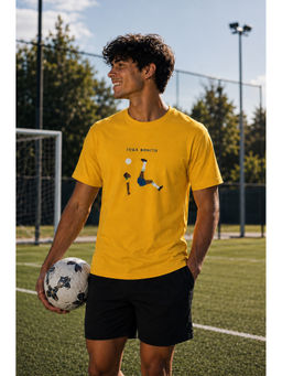 Bene Kleed - Men Yellow Sports Graphic Regular fit Half sleeves T-Shirt