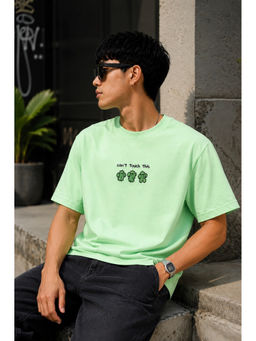 Bene Kleed - Men Green Oversize Embroidered T-Shirt