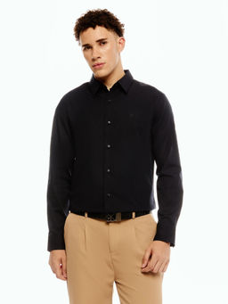 Calvin Klein - Black Solid Regular Fit Cotton Casual Shirt