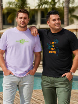 RIGO - Men Plus Casual Printed Crew Neck Cotton T-Shirts (Pack of 2)