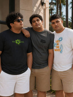 RIGO - Men Plus Casual Printed Crew Neck Cotton T-Shirts (Pack of 3)