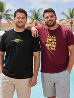 RIGO - Men Plus Casual Printed Crew Neck Cotton T-Shirts (Pack of 2)