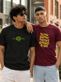 RIGO - Men Casual Printed Crew Neck Cotton T-Shirts (Pack of 2)