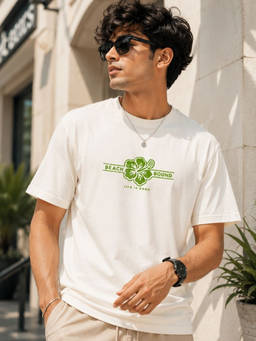 RIGO - Men White Printed Crew Neck Cotton T-Shirt