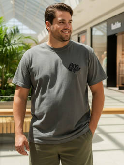 RIGO - Plus Size Men Printed Grey Crew Neck Cotton T-Shirt