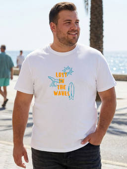 RIGO - Plus Size Men White Crew Neck Cotton T-Shirt